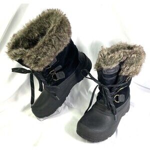 Khombu Slope Boots Womens Sz 10 M Leather Black Waterproof Winter Snow Outdoors